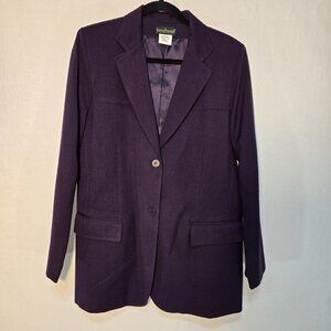 Vintage HARVE BENARD Old Money Preppy Purple Wool Blazer Jacket Size 10 LIKE NEW
